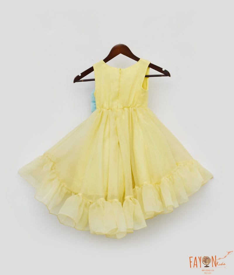 Manufactured by FAYON KIDS (Noida, U.P) Yellow Organza High Low Dress for Girls