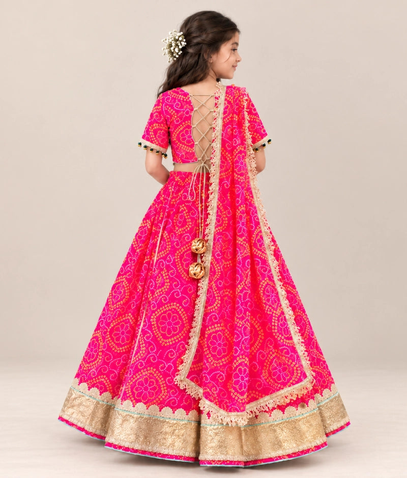 Coral Bandhej Lehenga Choli Set
