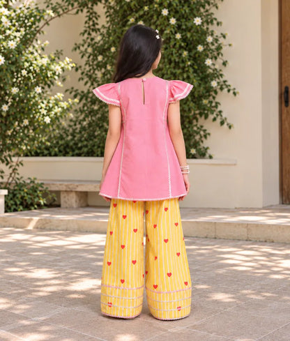 Coral Kurti with Hearts Printed Farshi Salwar
