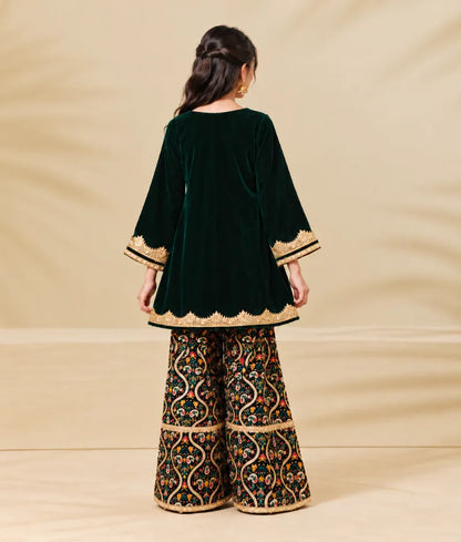 Green Velvet Kurti with Salwar