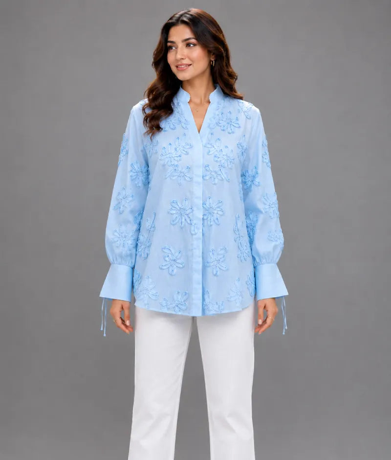 Blue Embroidered Shirt