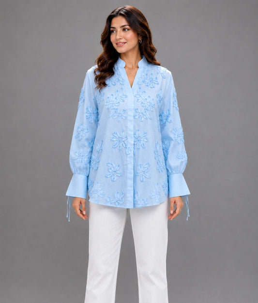 Blue Embroidered Shirt