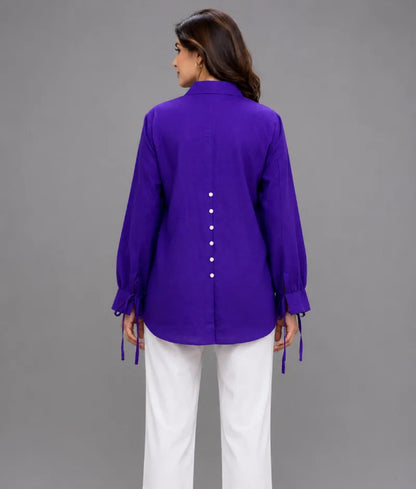 Royal Blue Linen Shirt