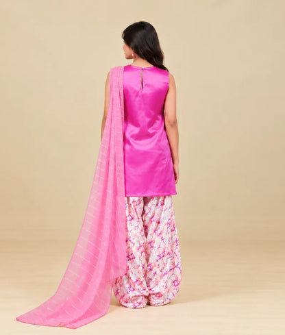 Purple Kurti with Printed Salwar