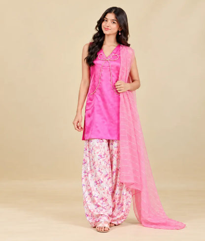 Purple Kurti with Printed Salwar