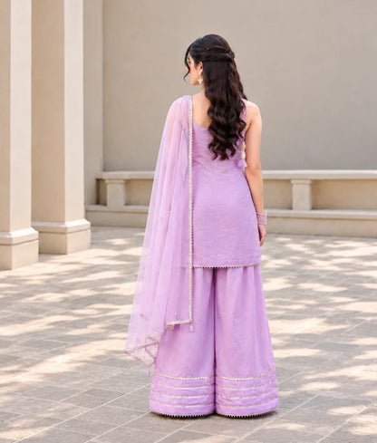 Lilac Gota tulip Kurti with Farshi Salwar
