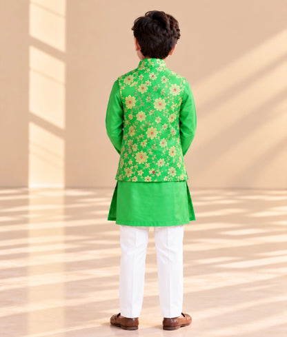Green Brocade Jacket with Kurta and Pant - Green Brocade Jacket with Kurta and Pant