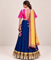 Pink Aangi work Choli with Crinkle Lehenga
