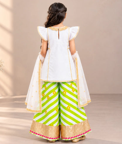 White Kurti with Printed Sharara - White Kurti with Printed Sharara
