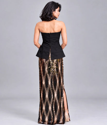 Black & Gold Sequence Skirt with Top - Black & Gold Sequence Skirt with Top