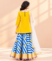 Mustard Kurti with Printed Lehenga Set