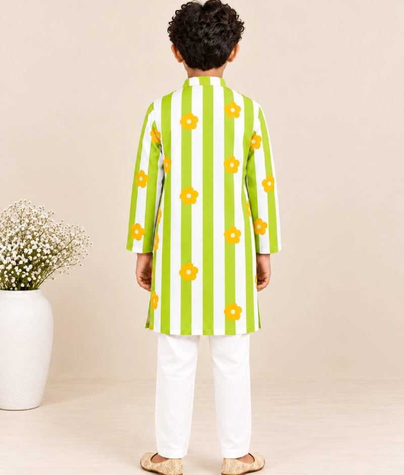 Green Printed Kurta with Pant