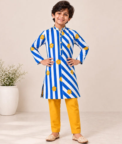 Blue Printed Kurta with Pant - Blue Printed Kurta with Pant