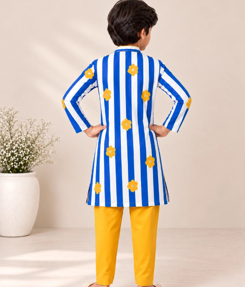 Blue Printed Kurta with Pant