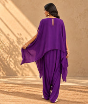 Purple Crepe Embroidered Kurti & Dhoti