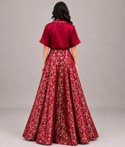 Red Shirt with Brocade Lehenga