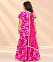 Pink Brocade Kurti Sharara Set