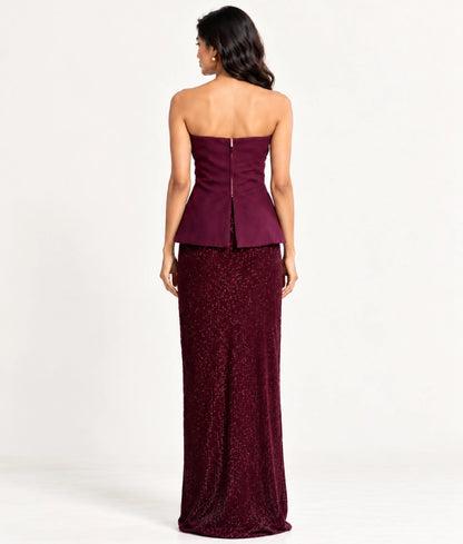Wine Sequence Skirt with Top - Wine Sequence Skirt with Top