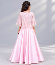 Pink Anarkali with Ponchu