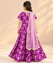 Purple Brocade Lehenga Kurti Set