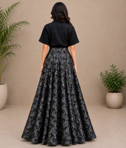 Black Shirt with Brocade Lehenga