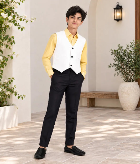Yellow Shirt with Waist Coat and Pant