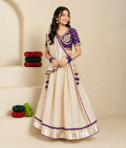 Purple Aangi work Choli with Lehenga Set