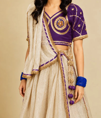 Purple Aangi work Choli with Lehenga Set