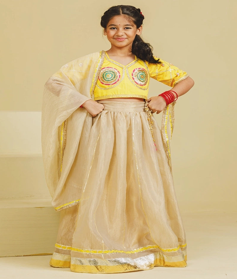 Yellow Aangi Choli with Lehenga Set