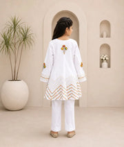 White Embroidered Kurti with Chudidar