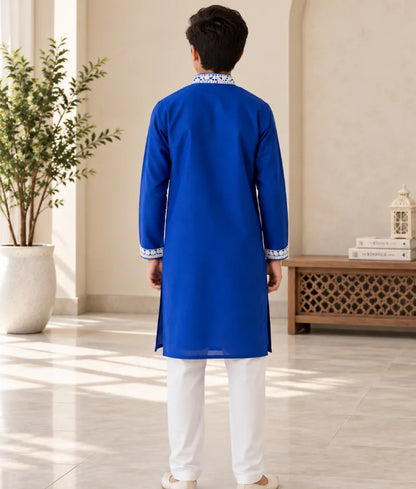 Blue Kurta with Dori Embroidery and Pant