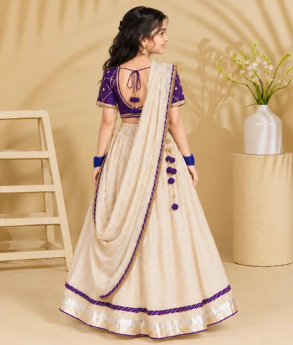 Purple Aangi work Choli with Lehenga Set - Purple Aangi work Choli with Lehenga Set