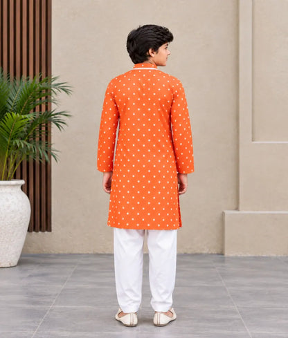 Orange Ombre Embroidered Kurta Salwar