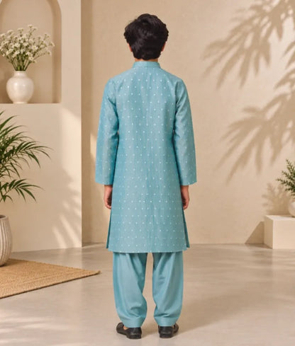 Blue Tissue Kurta Set