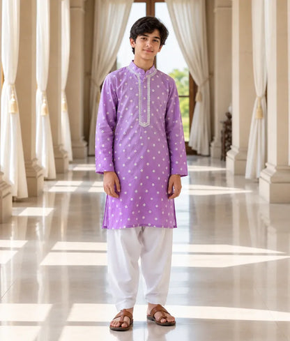 Lilac Ombre Embroidered Kurta Salwar
