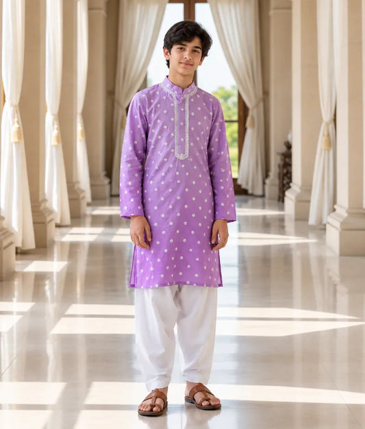 Lilac Ombre Embroidered Kurta Salwar