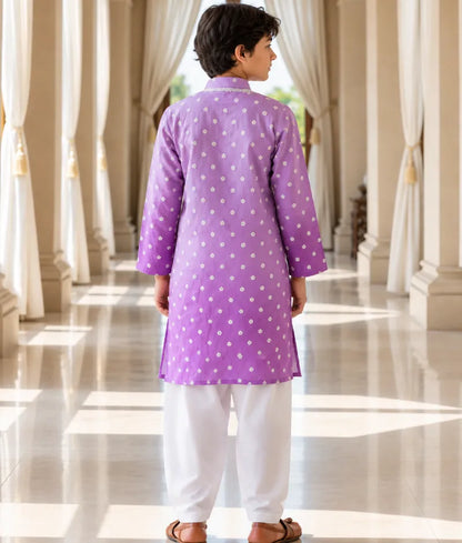 Lilac Ombre Embroidered Kurta Salwar