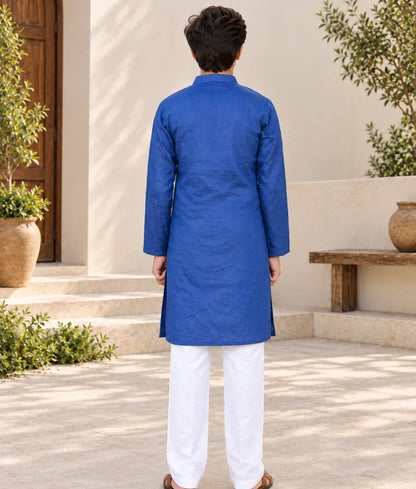 Blue Kurta with Dori Embroidery and Pant for Boys