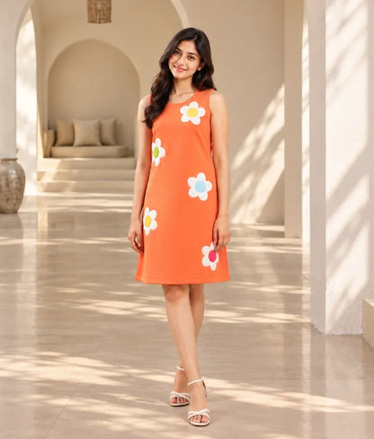 Orange Neoprene Dress for Girls