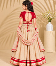 Red Aangi work Choli with Lehenga Set