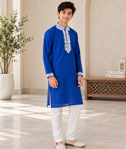 Blue Kurta with Dori Embroidery and Pant