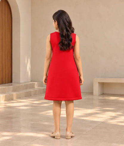 Red Neoprene Dress for Girls