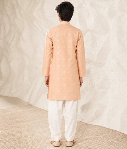 Peach Chanderi Kurta with Pant for Boys
