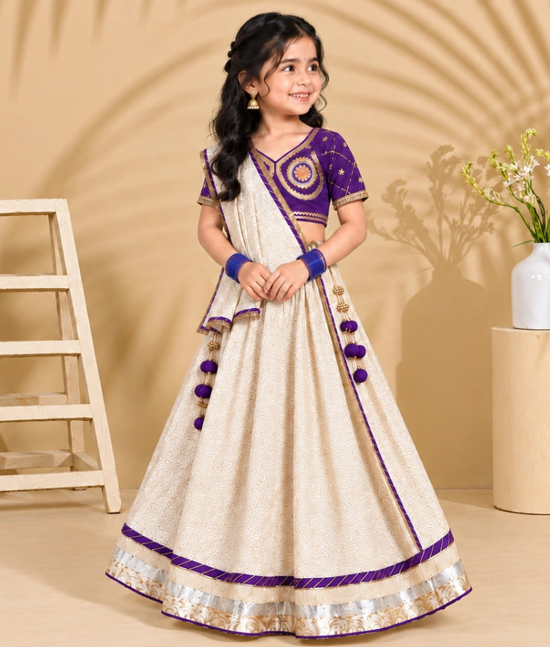Purple Aangi work Choli with Lehenga Set