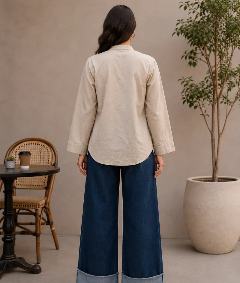 Label Beige Linen Shirt