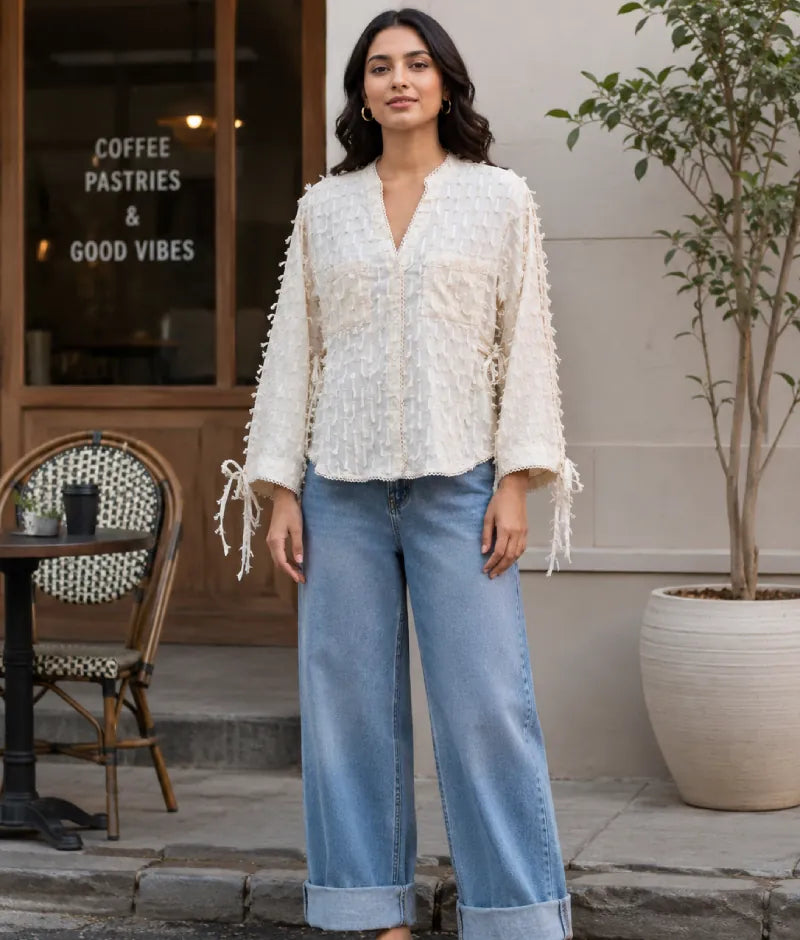Label Beige Tassel Shirt