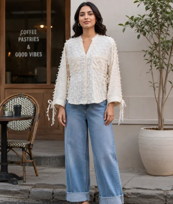Label Beige Tassel Shirt