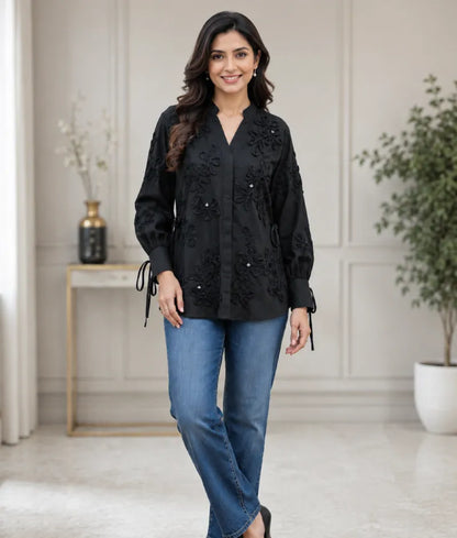 Label Black Embroidered Shirt