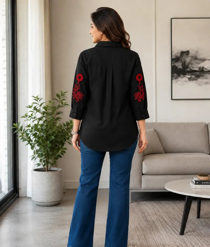 Label Black Embroidered Shirt