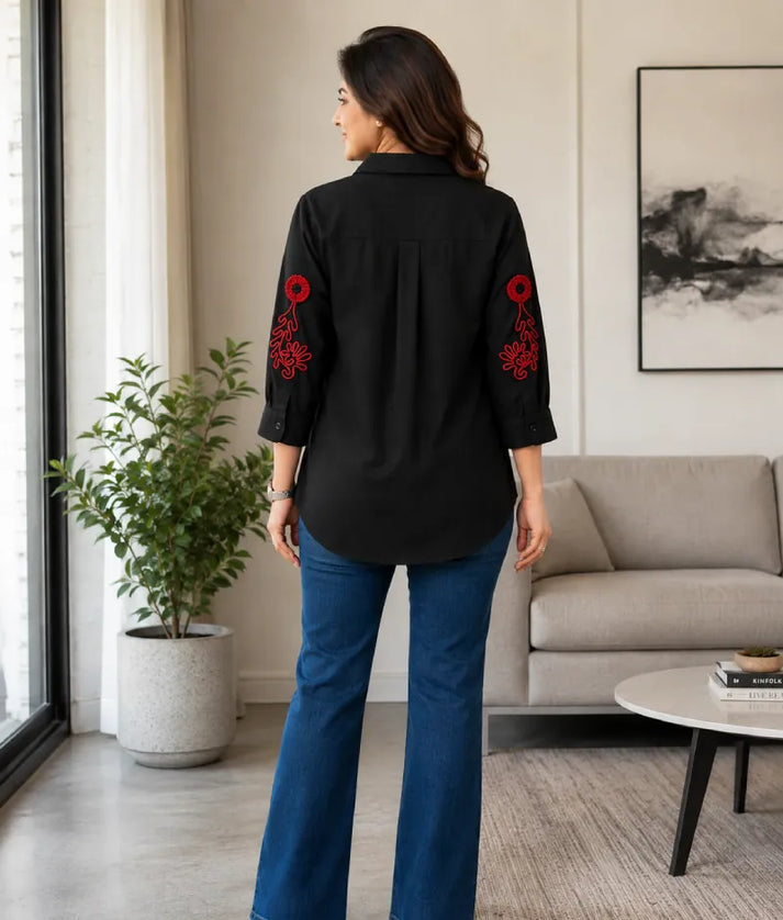 Label Black Embroidered Shirt